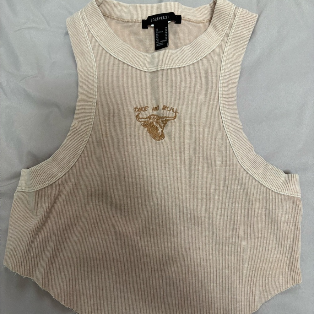 Forever 21 Cream Sleeveless Top